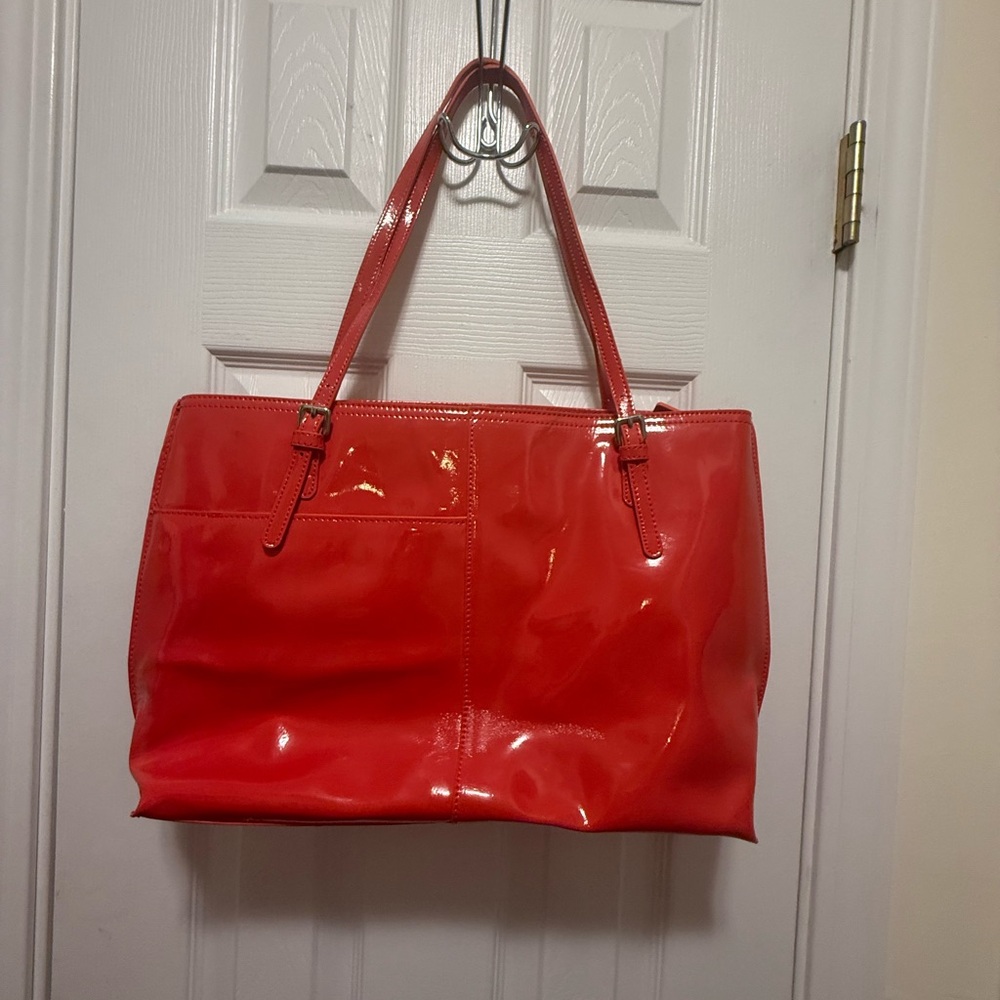 Hobo International Patent Leather Tote Bag Coral